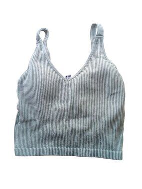 M/L Wishlist Ribbed Build In Bra Tank Padded Gray Cropped